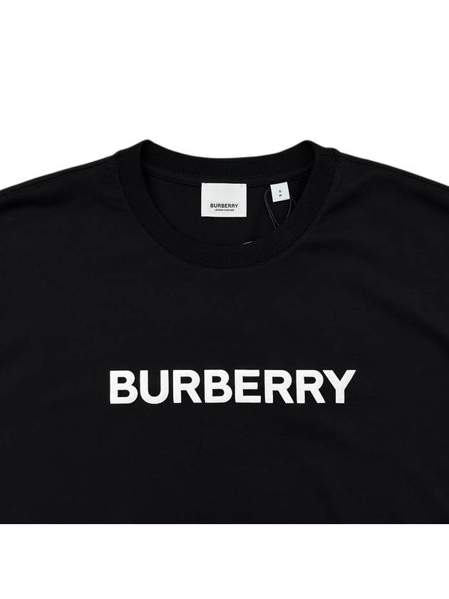 Logo Print Cotton Oversized Short Sleeve T-Shirt Black - BURBERRY - BALAAN 4