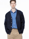 Men s M243OT01NY Dense Hatchi Wool Blended Y neck Knit Cardigan Navy - CHANCE'S NOI - BALAAN 7