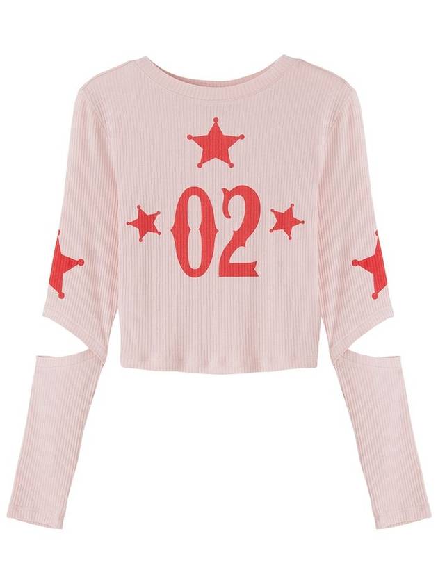 star ribbed long sleeve t shirt pink - MSKN2ND - BALAAN 2