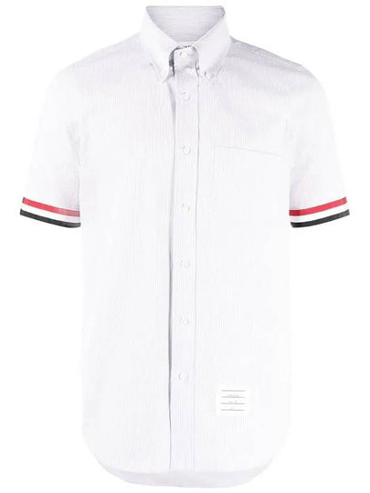 Men's Pincode Armband Short Sleeve Shirt Grey - THOM BROWNE - BALAAN 2