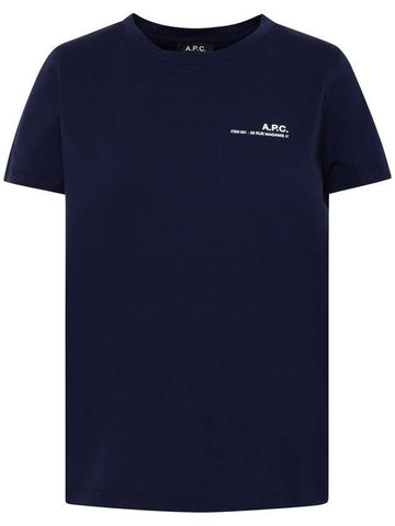 Women's Item Logo Short Sleeve T-Shirt Navy - A.P.C. - BALAAN.