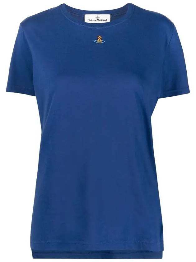 Embroidered Logo Short Sleeve T-Shirt Blue - VIVIENNE WESTWOOD - BALAAN 2