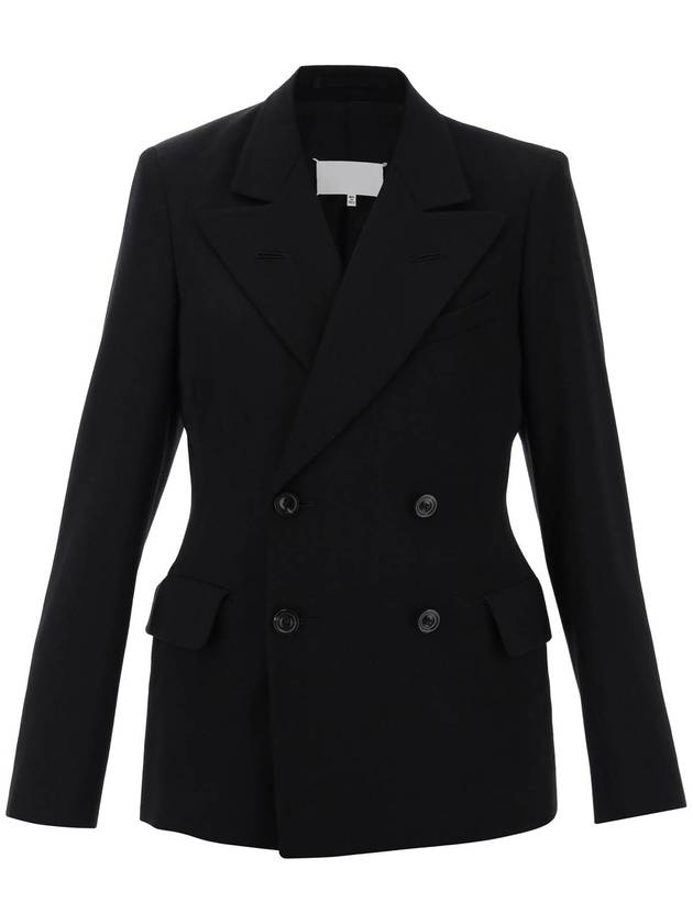 Wool Double Breasted Tailored Jacket Black - MAISON MARGIELA - BALAAN 2