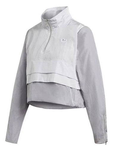 Half zip up anorak crop windbreaker top FU3835 gray WOMENS - ADIDAS - BALAAN 1