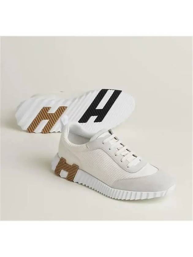 Bouncing Mesh Suede Goatskin Low Top Sneakers Blanc - HERMES - BALAAN 2