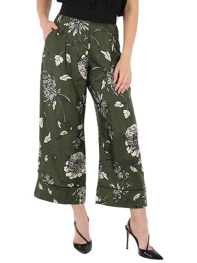 Women's Floral Silk Straight Pants Green - MONCLER - BALAAN 2