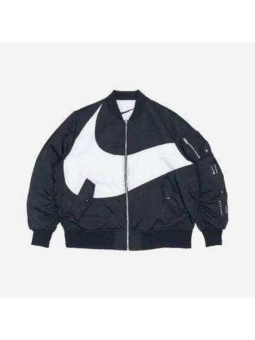 NSW Therma Fit Big Swoosh Reversible Bomber Jacket Black Asia - NIKE - BALAAN 1