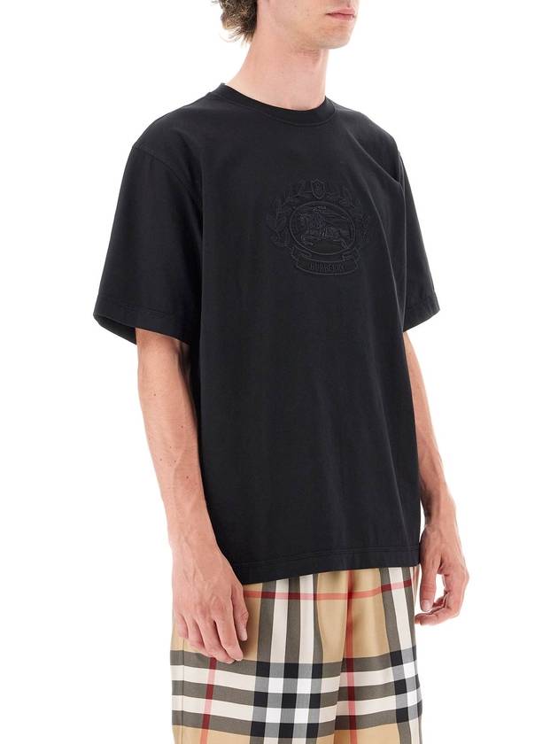 Embroidered Logo Cotton Short Sleeve T-Shirt Black - BURBERRY - BALAAN 3