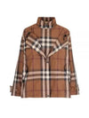 Check Off Shoulder Hooded Jacket Brown - BURBERRY - BALAAN 2