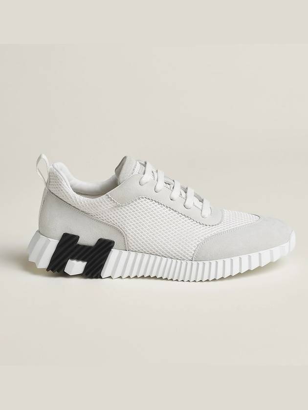 Graphic Mesh Suede Low Top Sneakers Blanc - HERMES - BALAAN 4