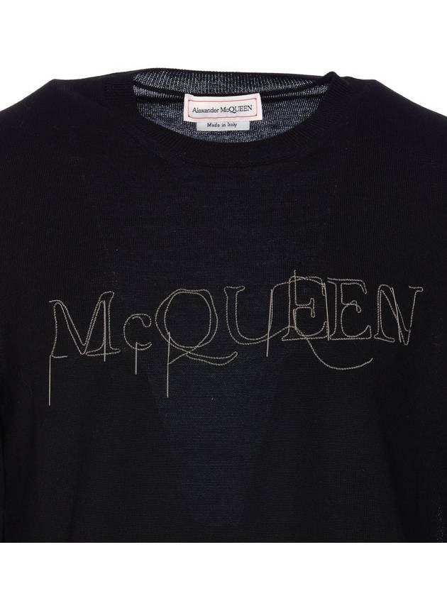 Logo Embellished Crewneck Sweatshirt Black - ALEXANDER MCQUEEN - BALAAN 5