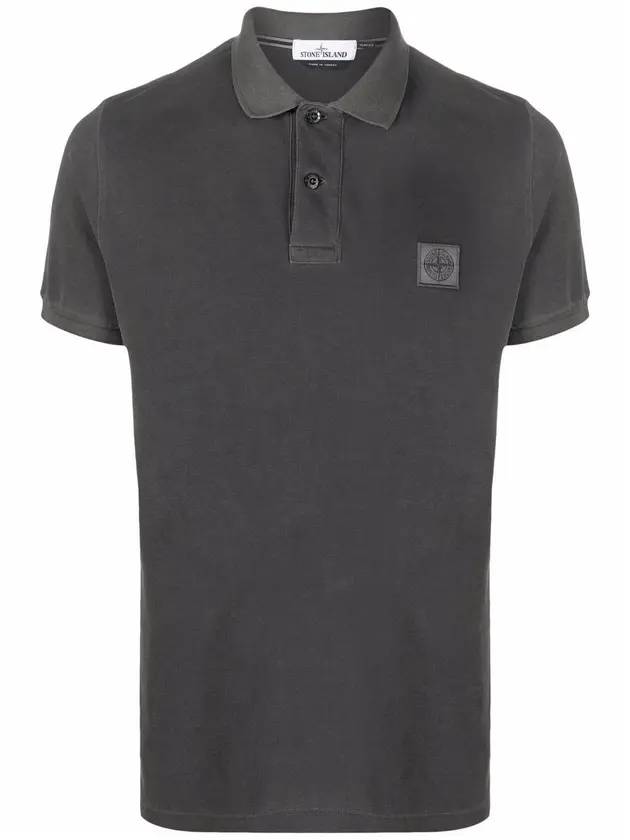 Pigment Dyed Polo Shirt Dark Grey - STONE ISLAND - BALAAN 1