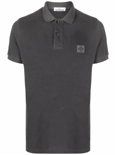 Pigment Dyed Polo Shirt Dark Grey - STONE ISLAND - BALAAN 1