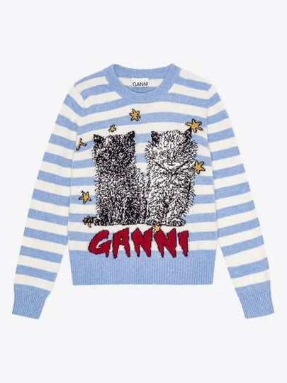 Embroidered Sweatshirt Blue - GANNI - BALAAN 2