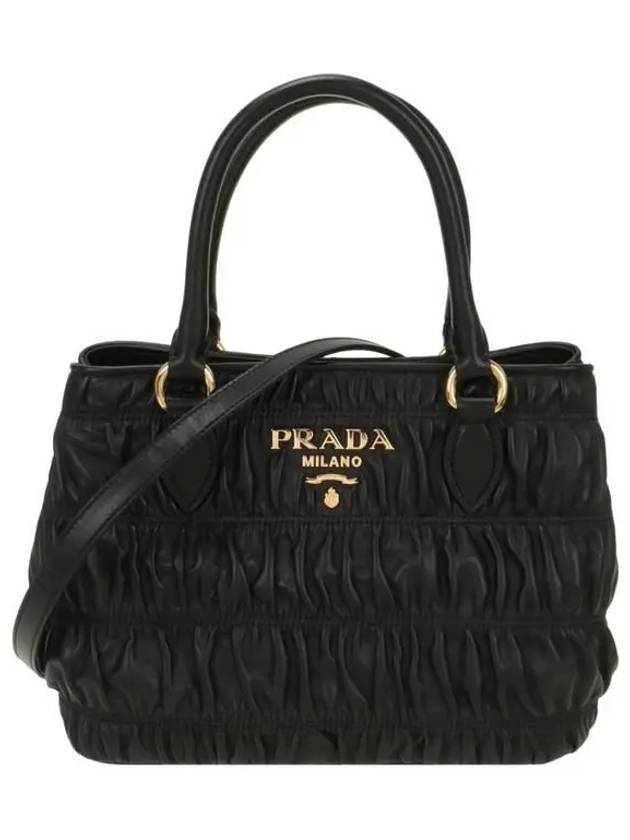 Black Calf Leather Borsa Mano Tote Bag - PRADA - BALAAN 2