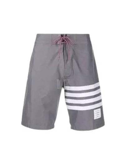 Men's Diagonal Drawstring Waist Board Swim Shorts Mid Grey - THOM BROWNE - BALAAN 2