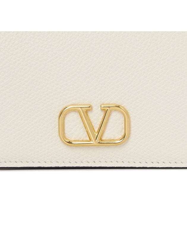 V Logo Signature Flap Compact Half Wallet Ivory - VALENTINO - BALAAN 7