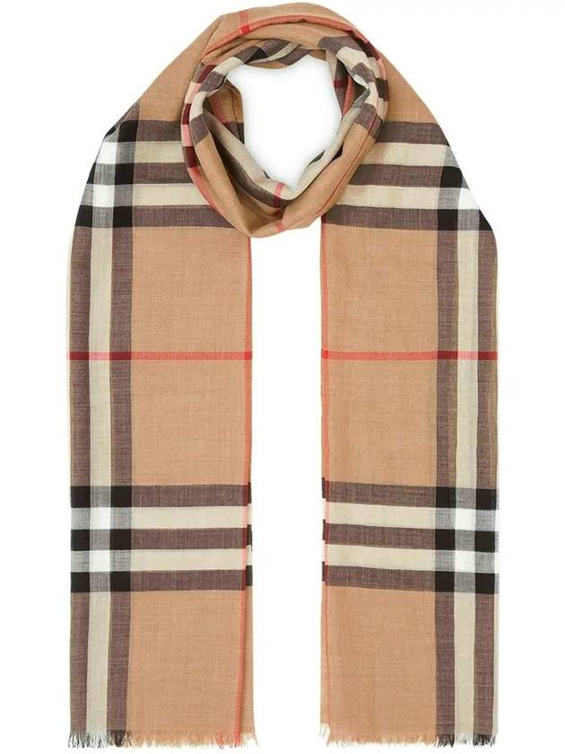 Light Check Wool Silk Muffler Beige - BURBERRY - BALAAN.