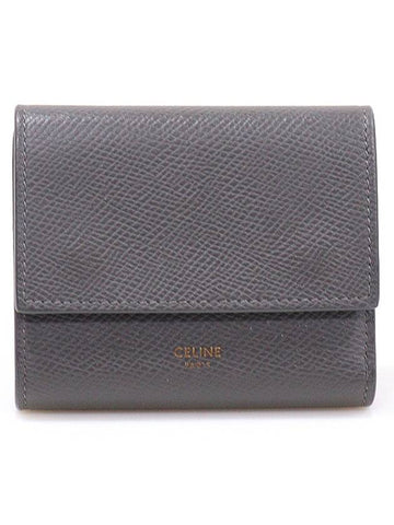 Celine 10B573BEL Gray Grain Calfskin 3 Stage Tri Fold Small Bicycle Wallet - CELINE - BALAAN 1