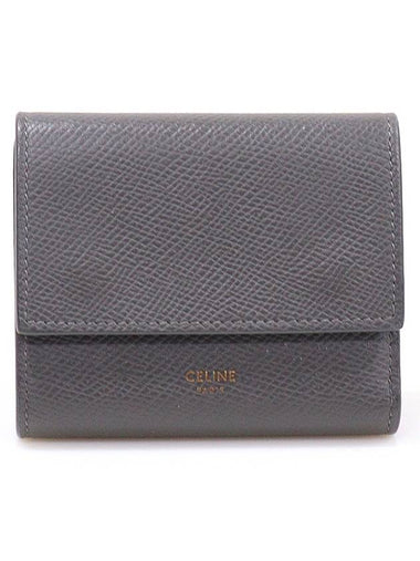 Celine 10B573BEL Gray Grain Calfskin 3 Stage Tri Fold Small Bicycle Wallet - CELINE - BALAAN 1