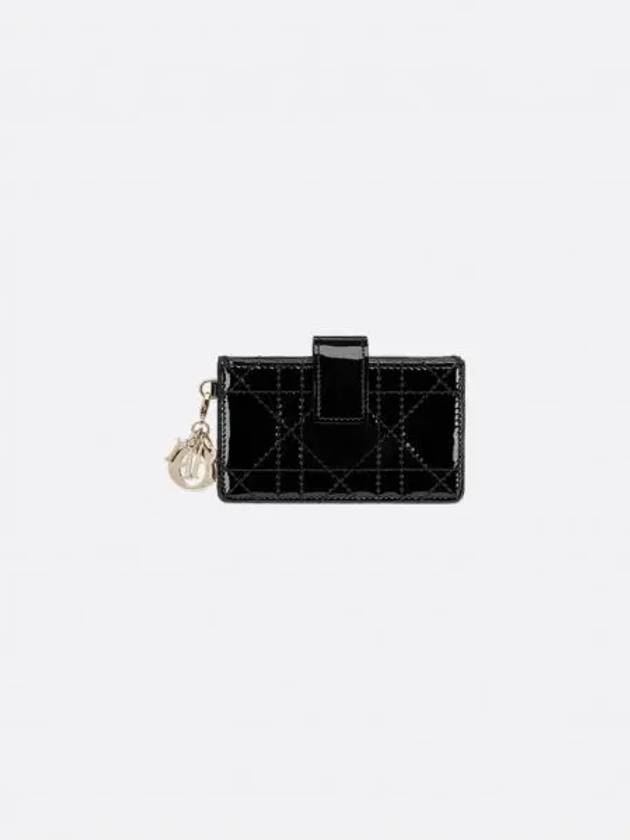 Lady 5-Gusset Patent Cannage Calfskin Card Wallet Black - DIOR - BALAAN 2