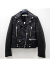 Biker Cropped Leather Jacket Black - ACNE STUDIOS - BALAAN 3