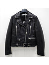 Biker Crop Leather Jacket Black - ACNE STUDIOS - BALAAN 3