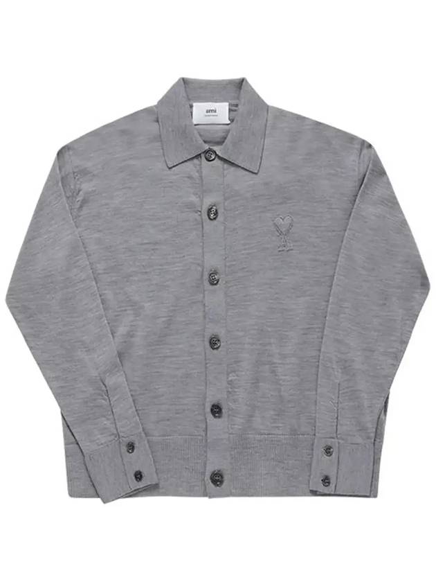 De Coeur Logo Wool Cardigan Heather Grey - AMI - BALAAN 5