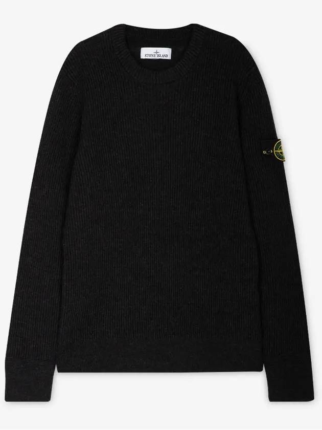 Crewneck Full Rib Wool Knit Top Melange Charcoal - STONE ISLAND - BALAAN 3