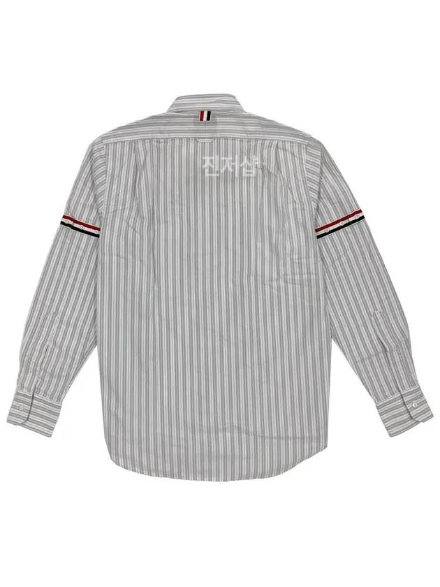 Stripe Oxford Armband Long Sleeve Shirt Grey - THOM BROWNE - BALAAN 4