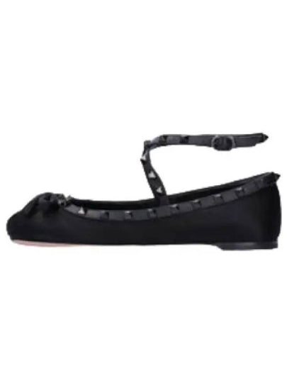 Women's Rockstud Leather Ballerina Black - VALENTINO - BALAAN 2