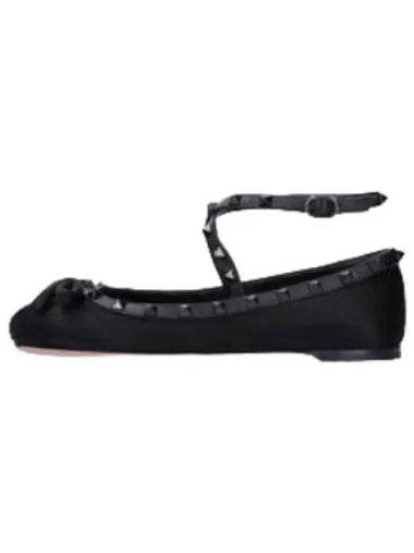 Rockstud ankle strap flat shoes black - VALENTINO - BALAAN 1