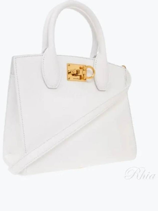 Gancini Studio Box Tote Bag White - SALVATORE FERRAGAMO - BALAAN 2