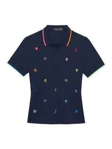 GFORE Women s Mini Icon Polo Pique Short Sleeve Dark Navy G4LS23K802A - G/FORE - BALAAN 1