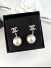 Metal Glass Strass Pearly White Earrings Silver - CHANEL - BALAAN 8