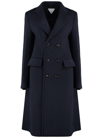 Women's Wool Cashmere Cape Double Coat Navy - BOTTEGA VENETA - BALAAN 2