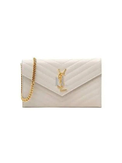 Monogram Matelasse Chain Shoulder Bag White - SAINT LAURENT - BALAAN 2