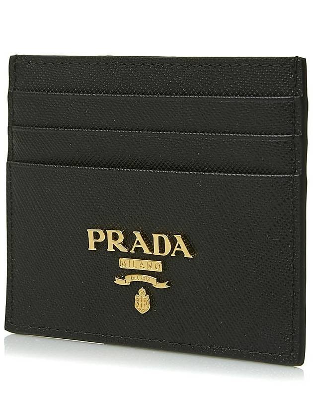 Metal Logo Saffiano Card Wallet Black - PRADA - BALAAN 3