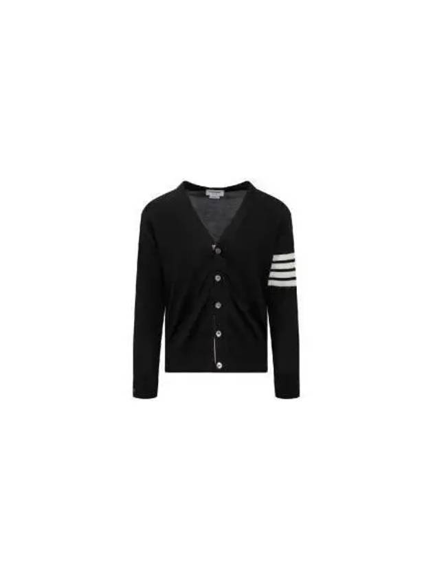 Men's Sustainable Classic Diagonal Wool Cardigan Black - THOM BROWNE - BALAAN 2