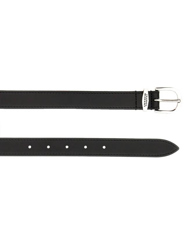 engraved logo leather belt black - ISABEL MARANT - BALAAN 3