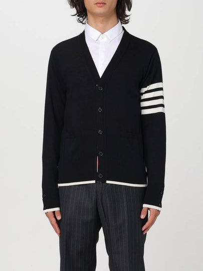 Wool 4-Bar Cardigan Black - THOM BROWNE - BALAAN 2