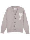 De Coeur Logo Wool Cardigan Light Beige - AMI - BALAAN 2