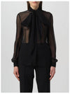 Silk Muslin Crepe Blouse Black - SAINT LAURENT - BALAAN 4