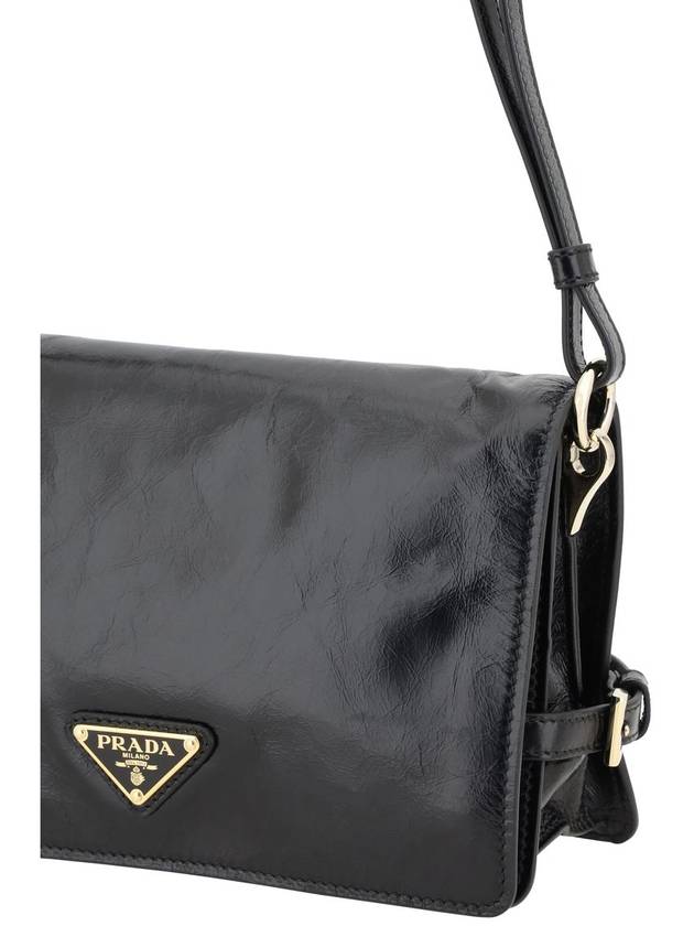 Triangle Logo Leather Shoulder Bag Black - PRADA - BALAAN 5