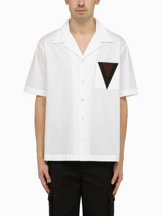 Camp Collar Poplin Short Sleeve Shirt White - VALENTINO - BALAAN 1