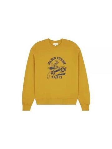 Maison Kitsune Racing Fox Comfort Sweatshirt Mustard - MAISON KITSUNE - BALAAN 1