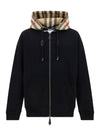 Check Hood Cotton Zip Up Hoodie Black Archive Beige - BURBERRY - BALAAN 2