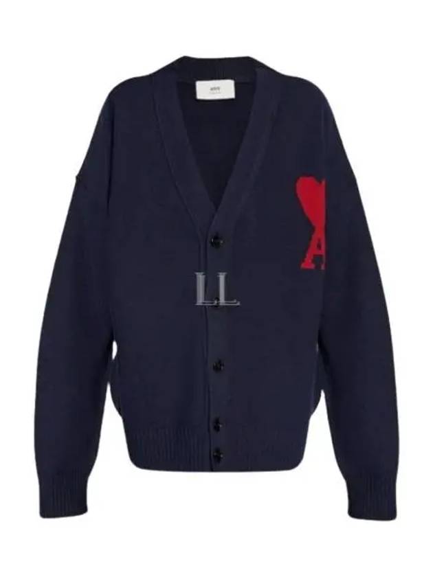 De Coeur Logo Wool Cardigan Navy - AMI - BALAAN 2