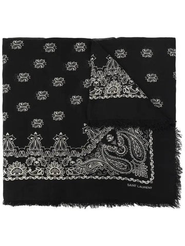 Paisley Bandana Muffler Black - SAINT LAURENT - BALAAN 1