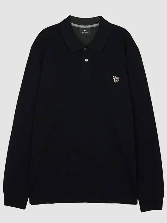 Men's Zebra Patch Long Sleeve Polo Shirt Black - PAUL SMITH - BALAAN 2